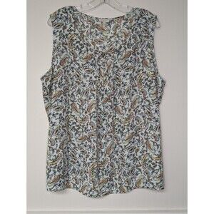 Talbots Sleeveless Top Womens XL Floral Paisley Multicolor Pullover Shirt